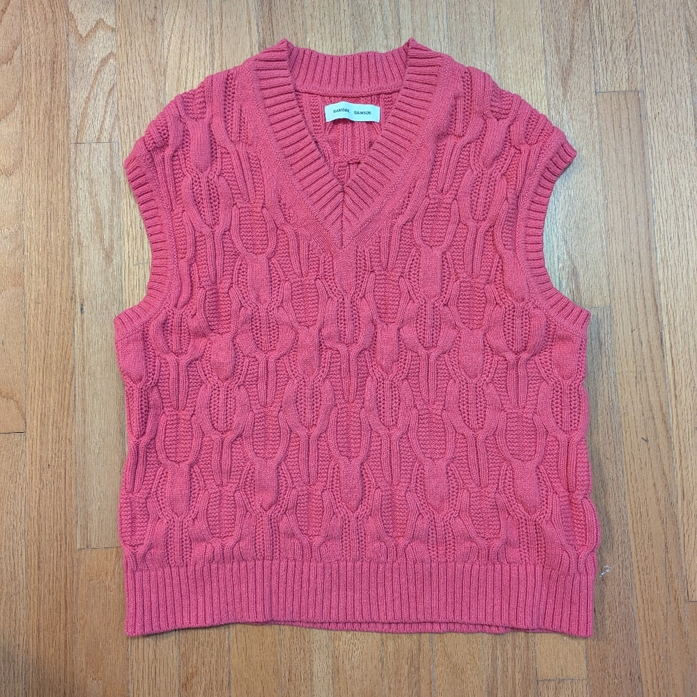 Samsoe Samsoe Pink Mags Knit Sweater Vest Preppy Tennis